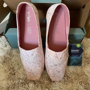 Toms Pink Wedding Day Print Shoes NEW